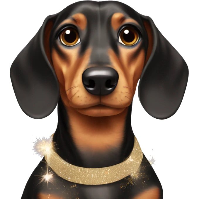 Dachshund wearing new years eve dress  emoji