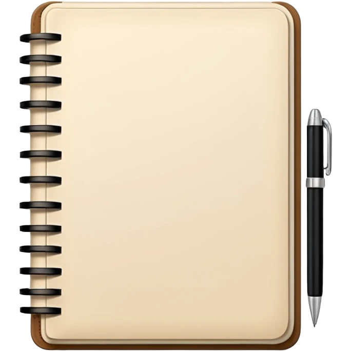 daily planner agenda cream leather with open page and pen emoji