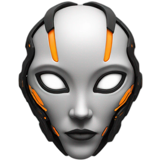 alien face black with orange details minimal cyberpunk emoji