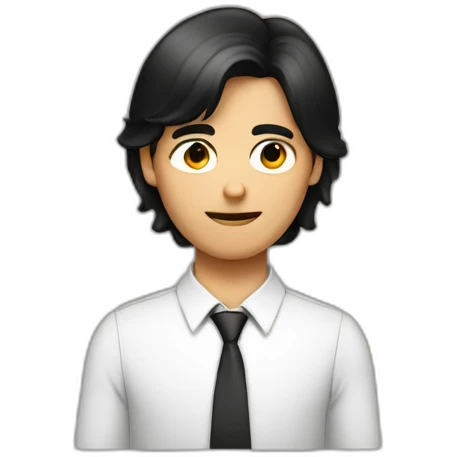 Men with computers and center parted black hair emoji