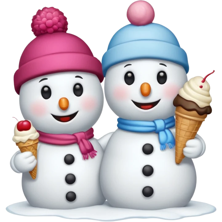 snowmen wearing cap with ice cream emoji