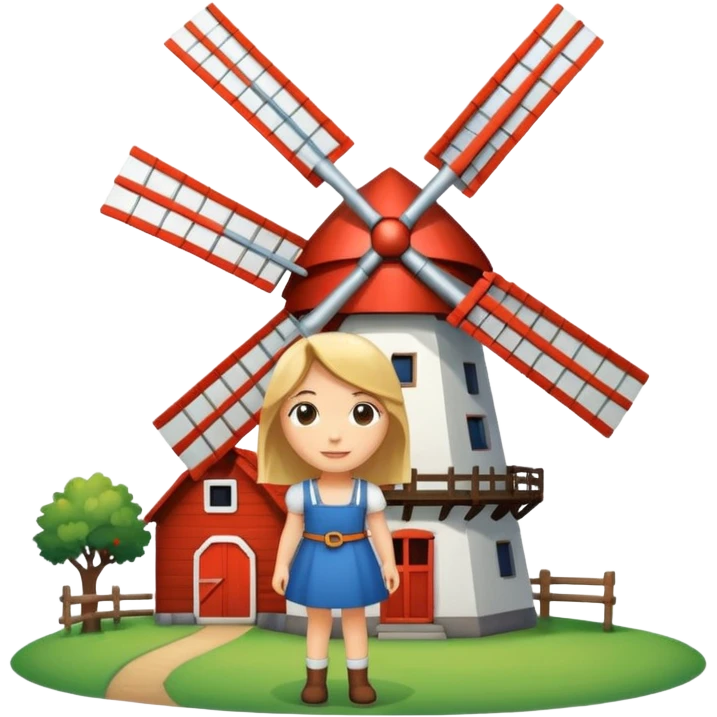 Dutch windmill with cute girl emoji