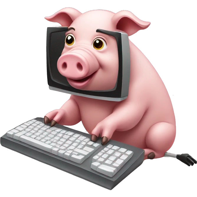 Pig playing computer emoji
