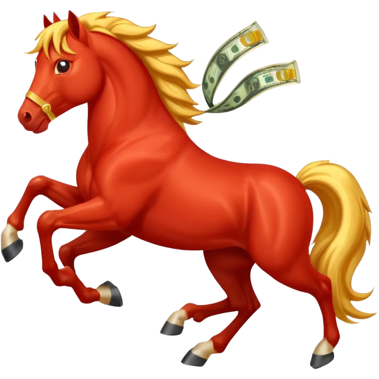 red horse agressive running happiness money emoji