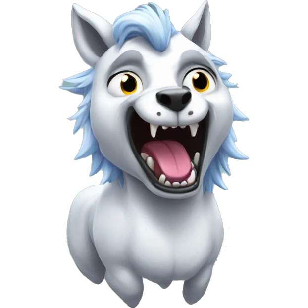 mad unicorn mixed with wolf emoji