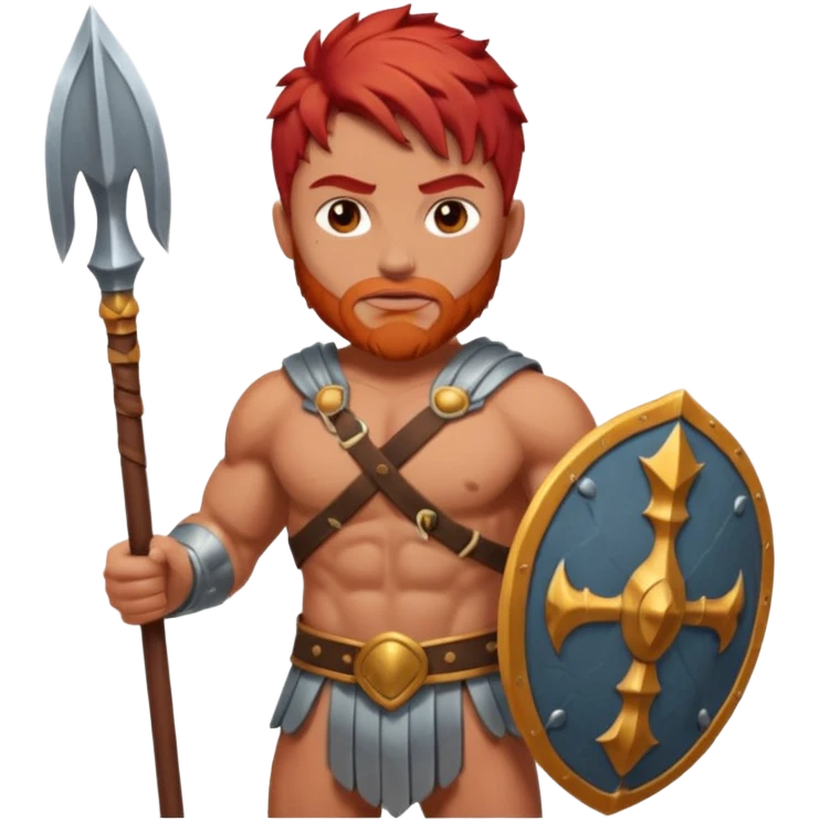 Gladiator with red hair and spear emoji