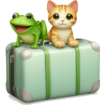 cute kitty with a white suitcase a frog with a suitcase emoji