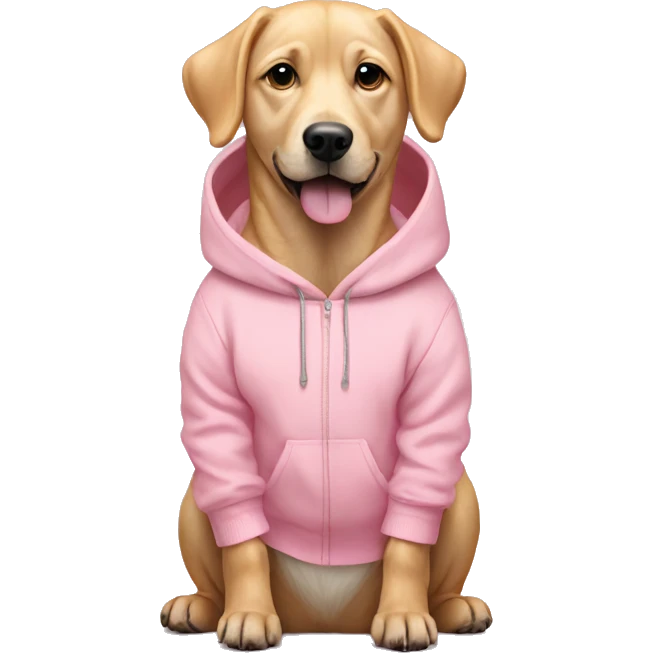 Blonde dog wearing a pastel pink hoodie emoji