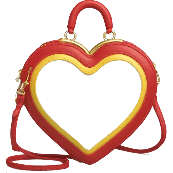  beautiful and delicate heart shaped purse with a Summer Core, in white, bright crimson red and yellow gold colors emoji