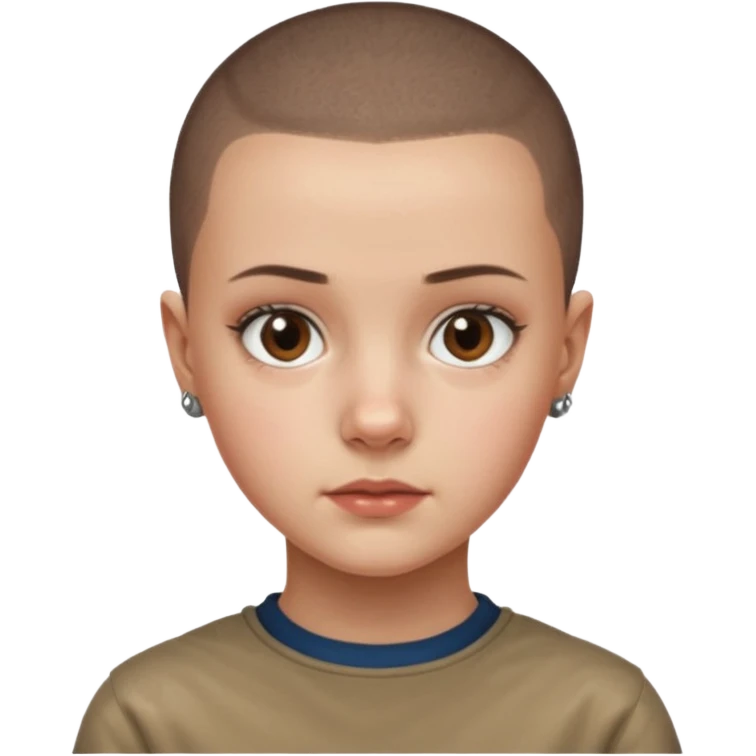 Eleven from stranger things with a buzz cut emoji