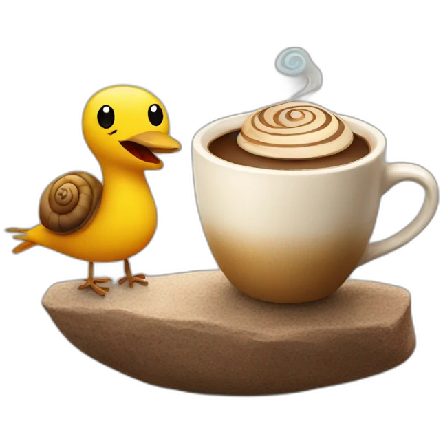 bird and snail with coffee emoji