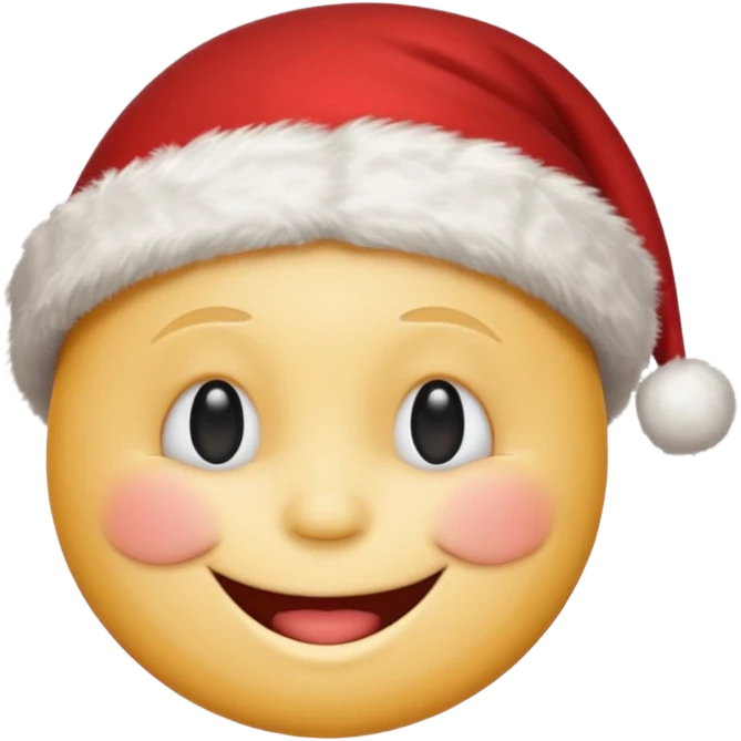 Smiley face smiles with closed eyes in a red Christmas hat emoji