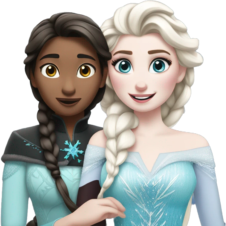 Elsa y Ana abrazando a Olaf emoji