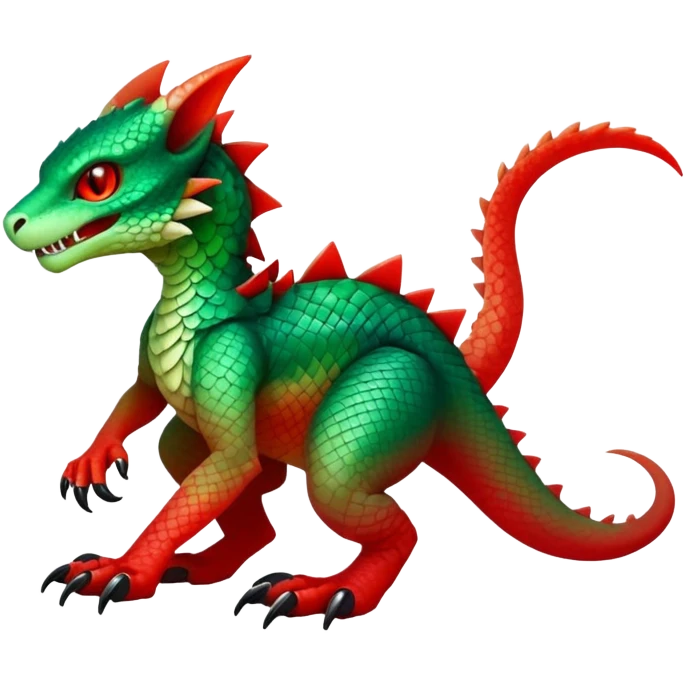 Cool Edgy Green-Red-gradient badass Fionbri-Vernid-Trico-animal-creature full bodyd emoji
