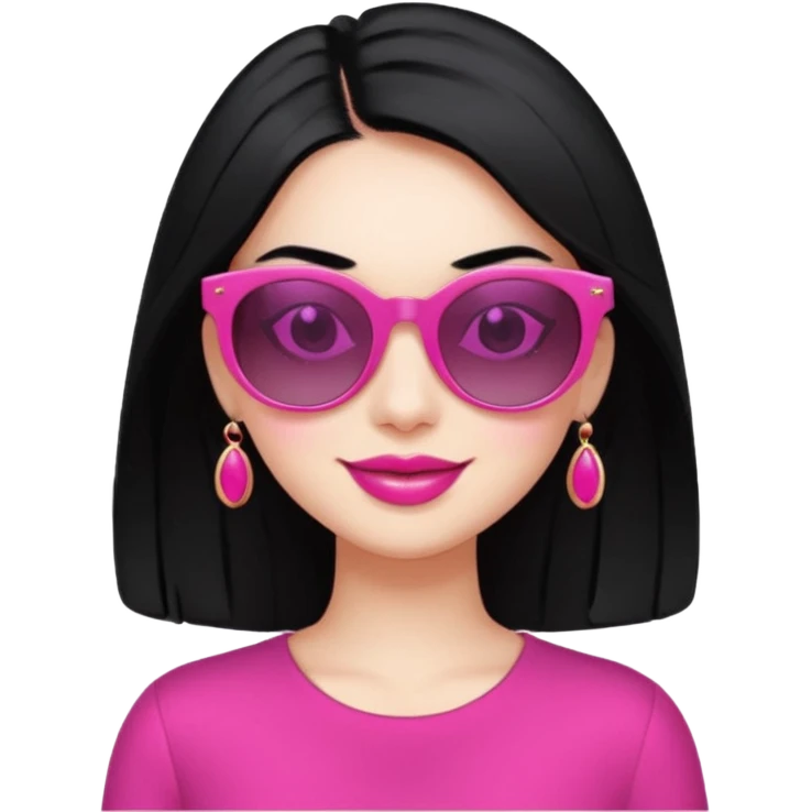 pink girl with black hair and wealth with sunglass on top; irreristable  smile emoji