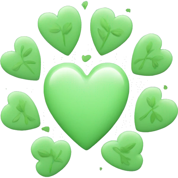 Pastel green hearts with little leaves on it emoji