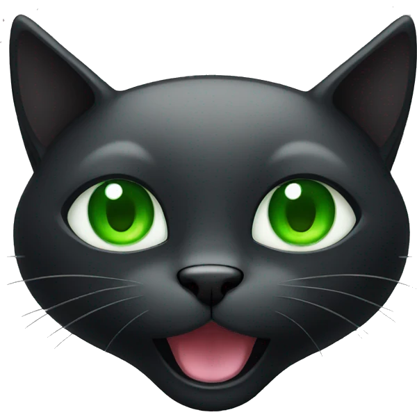 Black cat head with green eyes and open mouth emoji