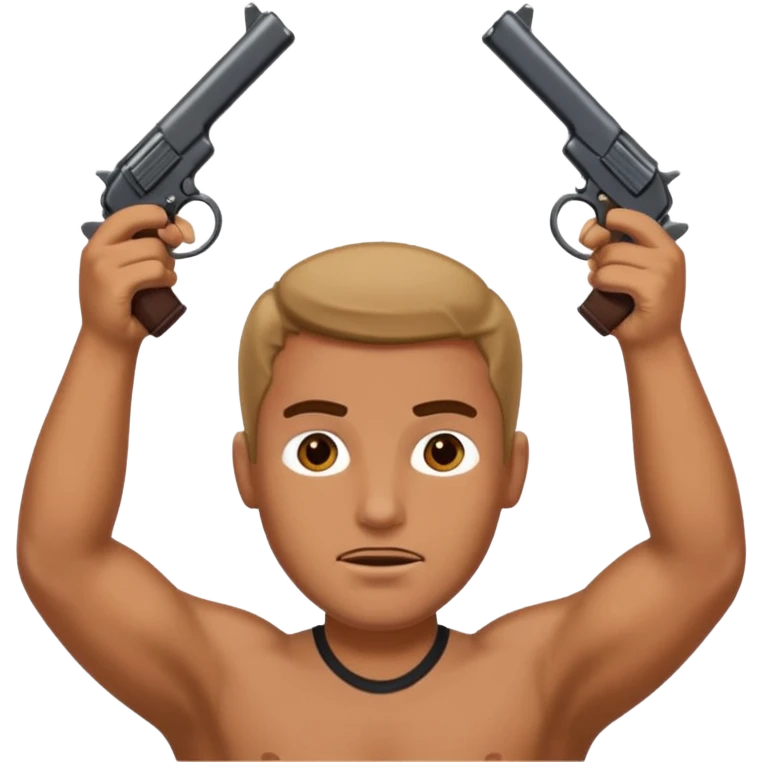 Guy holding two guns up to head emoji