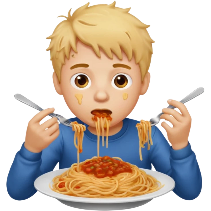 a boy eating spaghetti emoji