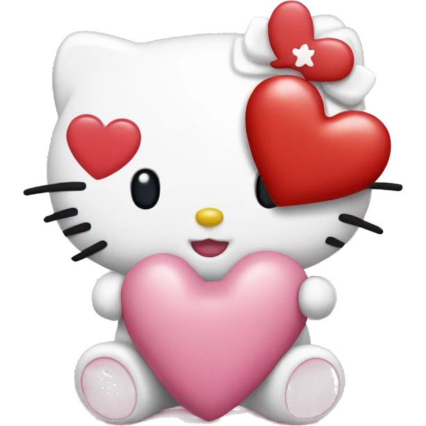 Hello kitty agarrando un osito y un corazón  emoji