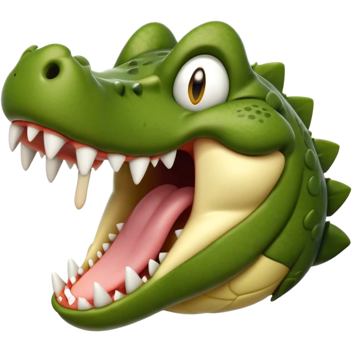 Cinematic Realistic Cute Yawning Crocodile Portrait Emoji, Head tilted slightly with a dramatic, wide-open yawn, showcasing a soft, textured olive-green hide with gently drooping jaws and half-closed, drowsy eyes rendered in exquisite natural detail, high shine, relaxed yet expressive, styled with a dash of primal charm, soft glowing outline, capturing the essence of a sleepy yet affectionate crocodile that appears ready to stretch out and drift into a deep, ancient slumber! emoji