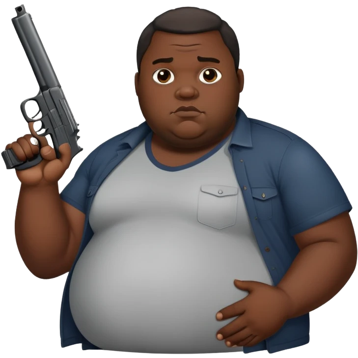 fat pregnant black man holding a gun emoji