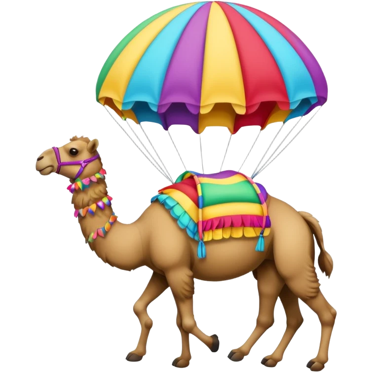 Flying parachute camel  emoji