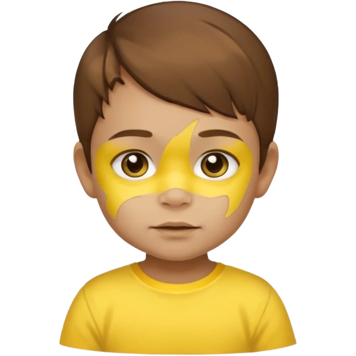 brown hair baby with yellow face paint and yellow shirt emoji