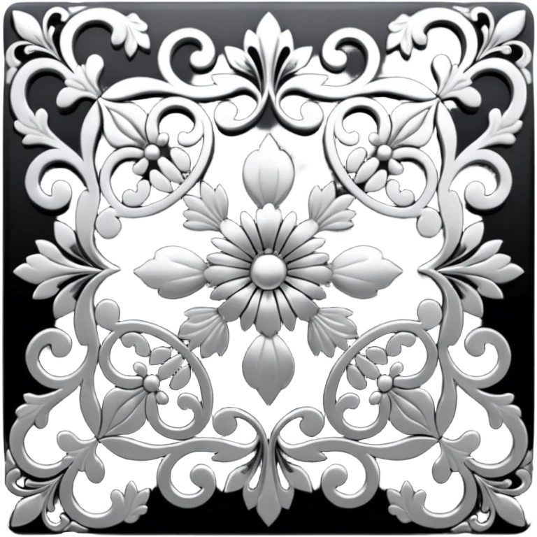 Black and silver filigree design, 3D, extremely detailed design emoji