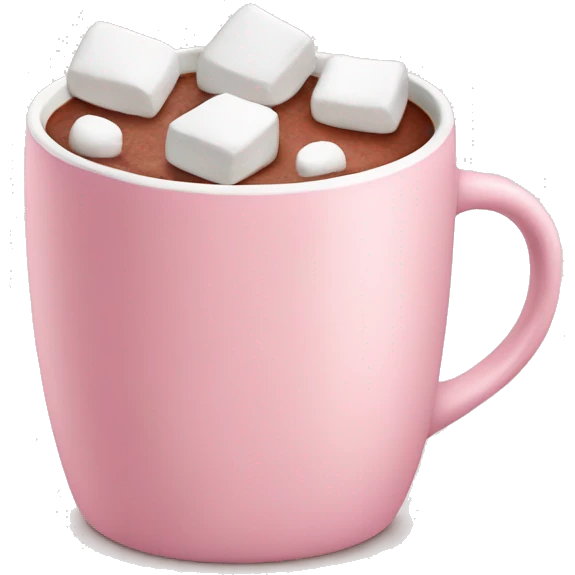 Light Pink mug of hot chocolate with marshmallows  emoji