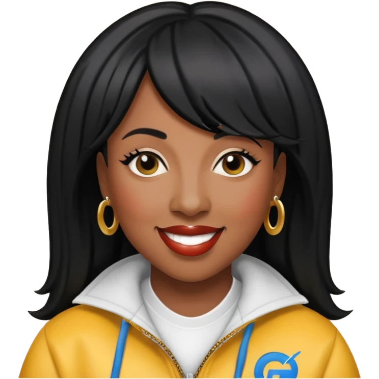 Missy Elliott with black hair emoji