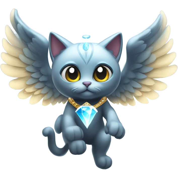 4dDiamond Omni-Cat God with wings and a ring around its body  emoji