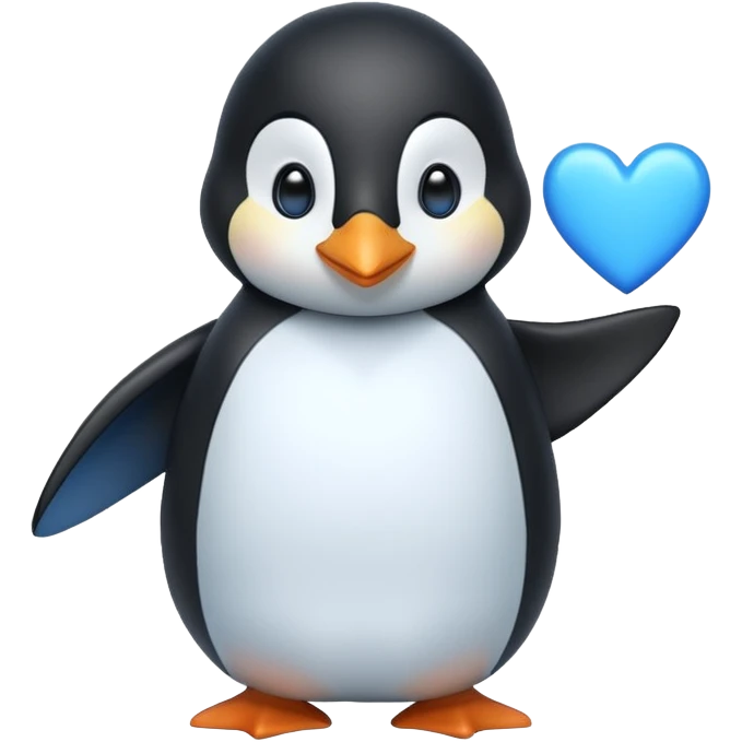 a penguin giving blue hearts emoji