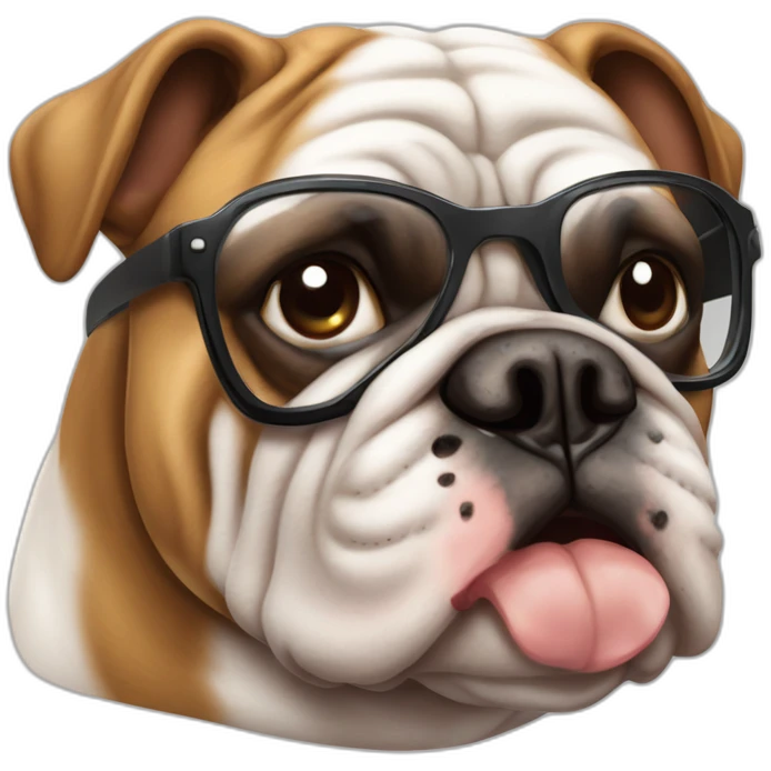 Bulldog francese con pelo Marrone e muso nero con occhiali e sigaro in bocca emoji