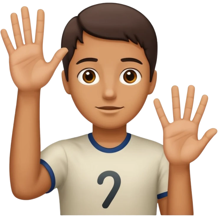 🤷🏻‍♂️ number 6 in left hand and number 7 in the right hand emoji