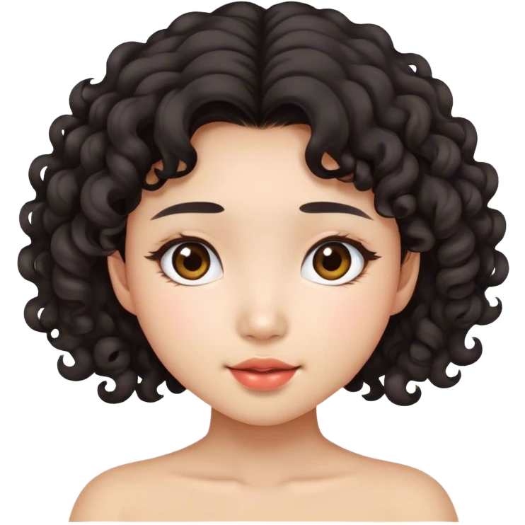 pretty cute asian girl with curly dark hair emoji