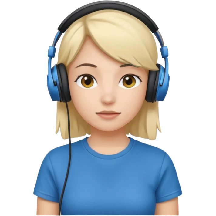 Female, shy, wearing headphone having mic, t-shirt 
 emoji