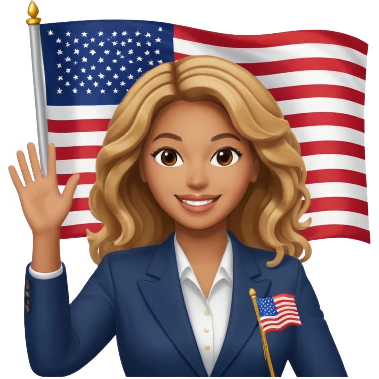 Beyonce with waving merican flag emoji