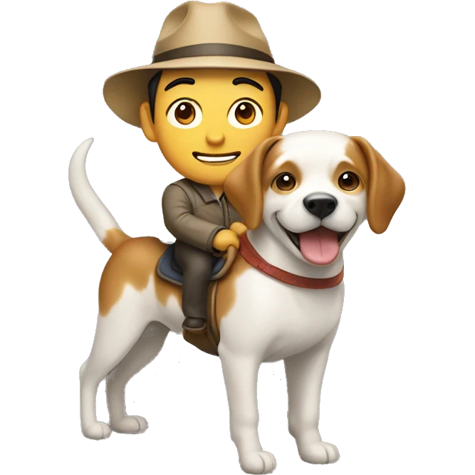 An Asian man riding a dog in a hat emoji