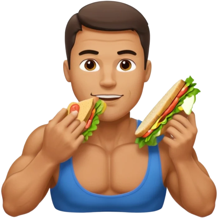 a muscle man eating a sandwitch emoji