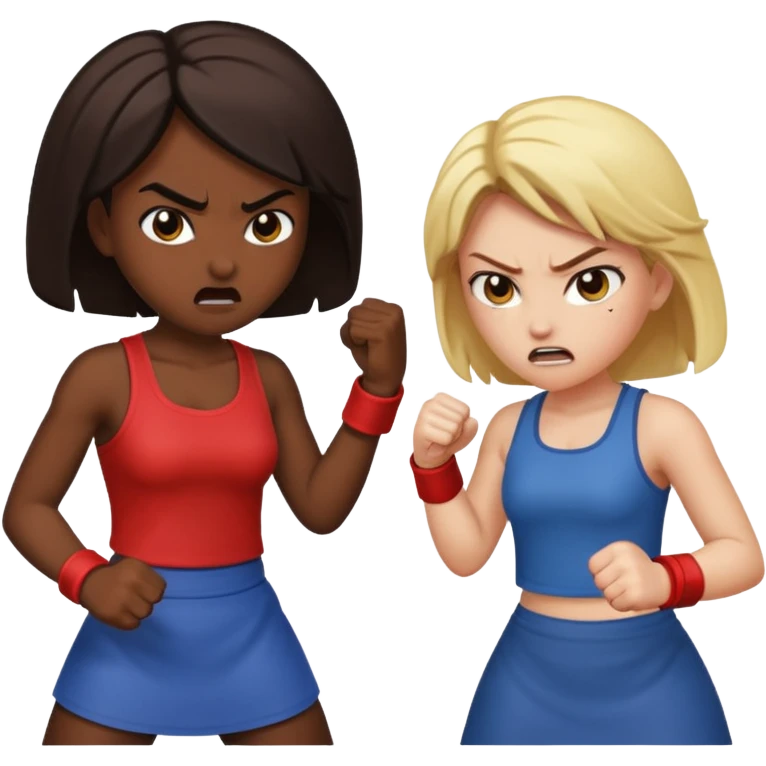 Two girls hitting each other emoji