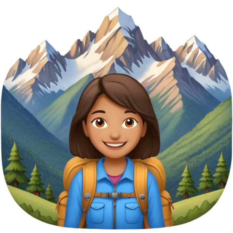 girl back packing mountains background  emoji