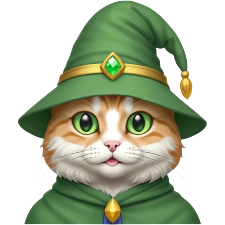 wizard cat wear green cap  emoji