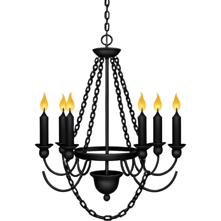 Simple minimalistic hanging chained black Ceiling chandelier with white candles emoji