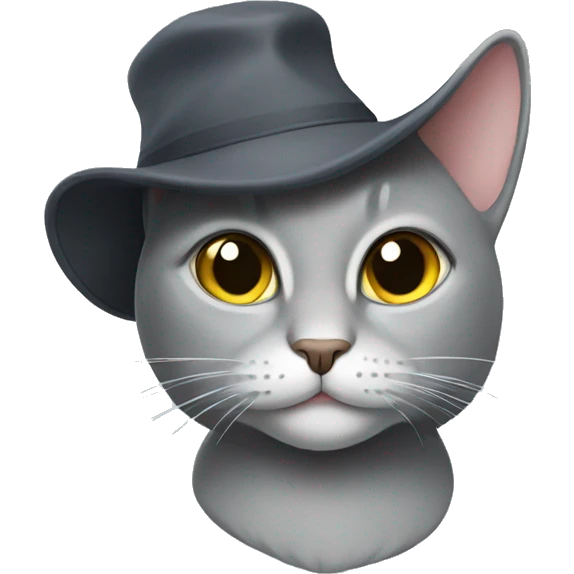 Grey cat with a hat emoji