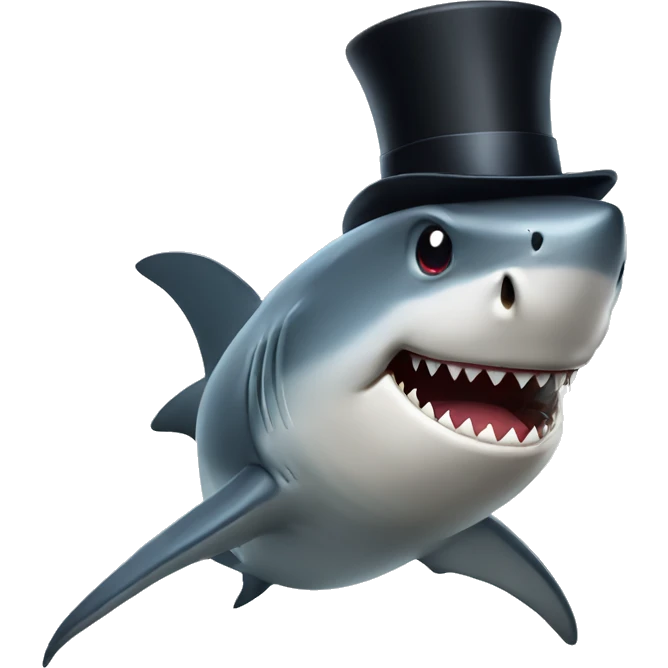 Shark with a top hat emoji