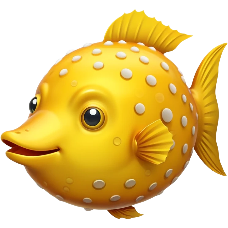 A yellow blowfish puffs up brightly, adding a pop of color to the ocean’s vibrant life emoji