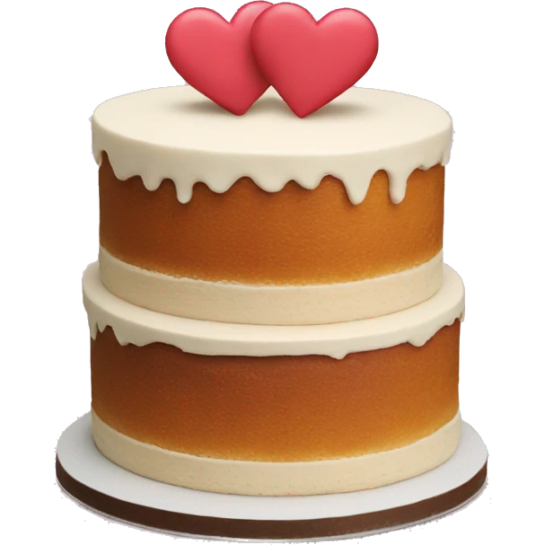 Naked cake with 2 hearts on top emoji