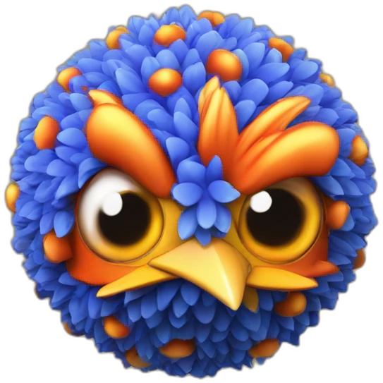 3d sphere with a cartoon whimsical cornflower Magma Cube skin texture with chicken eyes emoji