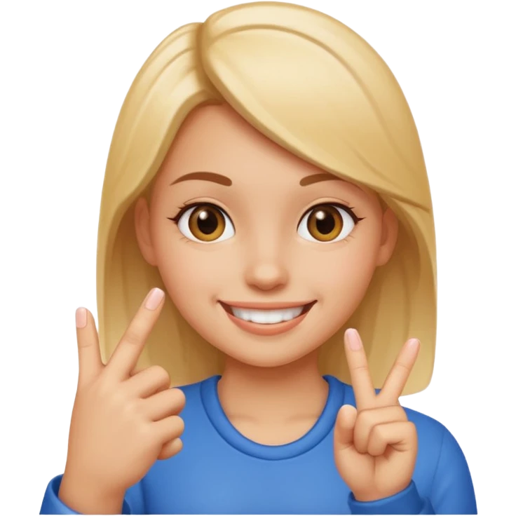 A girl with a smile with middle finger emoji